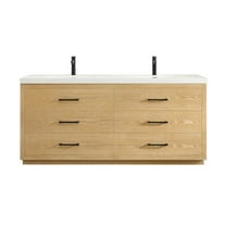 Altair-13 72" Double Bathroom Vanity in White Oak with White Artificial Drop-in Sink