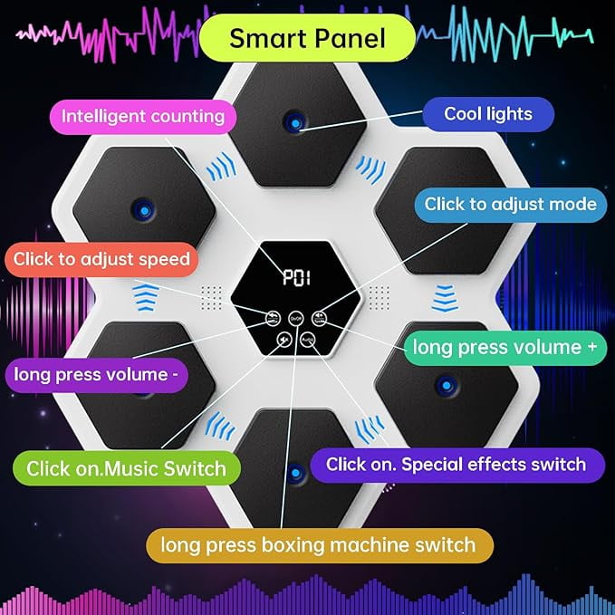 RKXQT Music Boxing Machine Wall Mounted Smart Bluetooth Boxing Equipment for Boxing Enthusiasts (Wear 2 Pairs of Gloves)