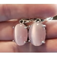 thumbnail image 3 of Oval Pink Cats Eye Silver Earrings, 3 of 5