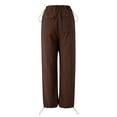 thumbnail image 4 of Women Y2k Wide Leg Cargo Pants Drawstring High Waist Trousers Hi Hop Joggers Streetwear, 4 of 6
