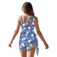 thumbnail image 6 of Xixirimido Cute Cats Floral Blue Print Girls One Piece Bathing Suit with Mesh Cover Up, Adjustable Strap Swimwear One Shoulder Swimsuit for Girl with Removable Pad, Size 9-10 Years, 6 of 7