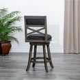thumbnail image 6 of Newboti Furniture 30" Bar Height X-Back Swivel Stool, Weathered Gray Finish Grey, Charcoal Fabric Seat 18067, 6 of 9