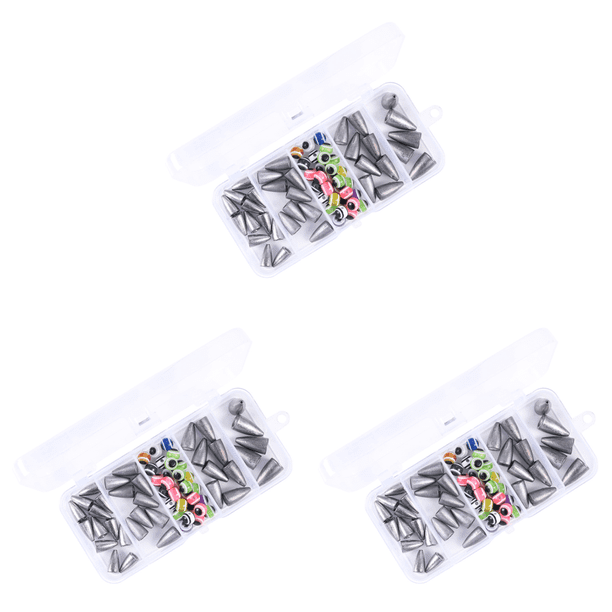 64 Unids/caja Caña Pescar Plomos Metal Pesas Pesca Cuentas Gusano Ojos