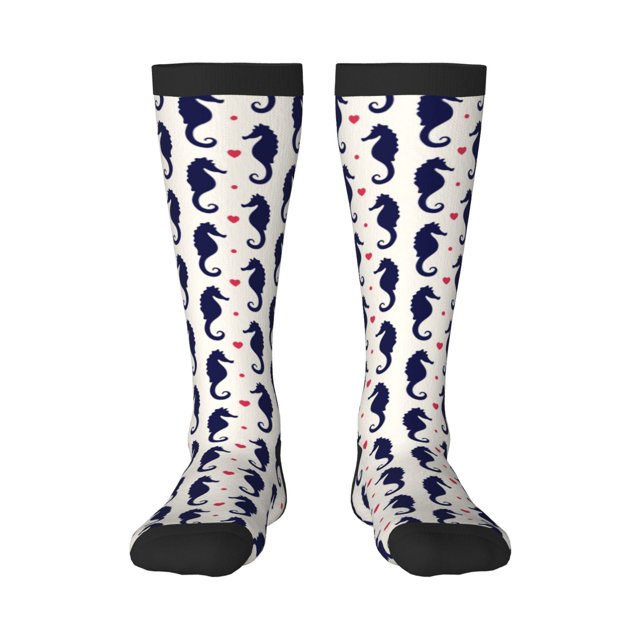 Balery Seahorses and Hearts Calcetines novedosos Calcetines deportivos Calcetines hasta la rodilla Calcetines de algodón Calcetines originales y geniales