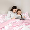 thumbnail image 4 of Manfei Letter C Monogrammed Stripes Twin Comforter Sets 3-Piece for Women Teens,Girls Kids Shabby Chic Pink Lace Bow Bedding Set,Pink Reversible,Breathable Home Decor, 4 of 6