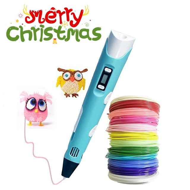 Bolígrafo de impresión 3D Bolígrafo 3D Pantalla LCD con filamento PLA de 3 colores Bolígrafo de impresión 3D para niños y niñas Azul Doodler Juguetes de dibujo para regalo de Navidad(Azul)