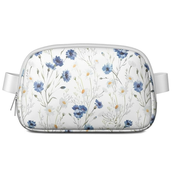 Retro Aesthetic Waist Bag – Boho Daisy Belt Bag with Artistic Flower Print in Yellow & White for Warm Weather Outfits
