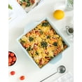 thumbnail image 4 of Square Porcelain Baking Dish, 8"x 8" Ceramic Baking Pan, Embossed Lasagna Pan with Handle, Casserole Dish for Cooking Roast Chicken Dinner Kitchen, Light Sky Blue, 4 of 7