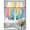 thumbnail image 6 of Sheer Curtains 45 Inches Long, Colorful Tie Dye Light Filtering Window Curtains for Living Room, Rainbow Ombre Abstract Pattern Art Rod Pocket Voile Sheer Curtain Drapes, 52"W x 45"L, 2 Panels, 6 of 8