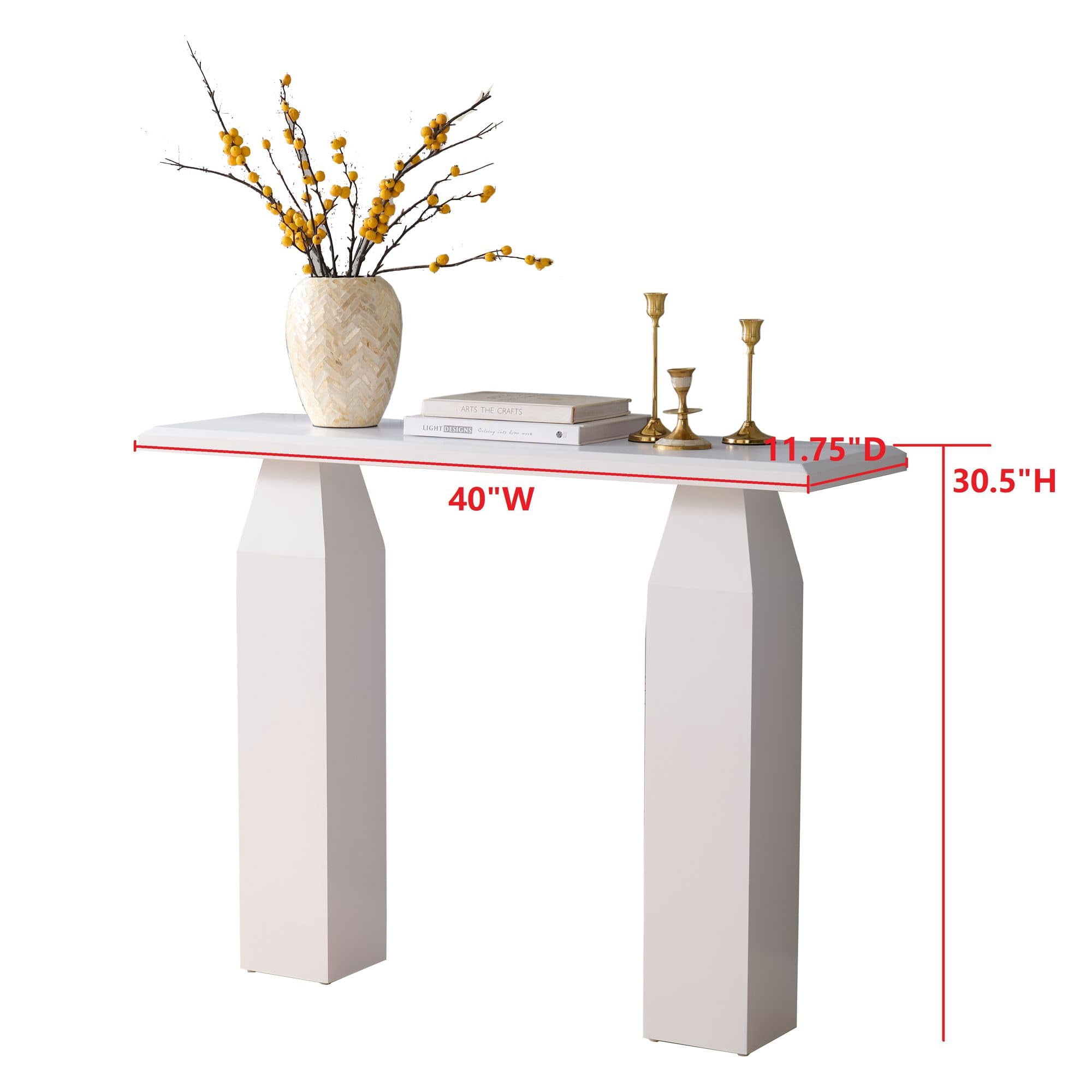 Kings Brand Furniture Sienna Console Table – Wood Rectangular Entryway & Sofa Table with Tapered Pedestal Legs, Modern Narrow Accent Table for Living Room, Hallway, or Behind Sofa (White)