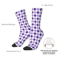 thumbnail image 4 of Xecao Purple argyle Pattern Sport Socks for Women and Men Crew Socks Sporty Calf Socks Casual Socks, 4 of 6