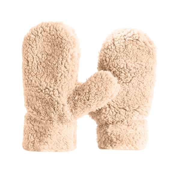 Soft Sherpa Fleece Mittens for Women Cozy Warm Winter Mitten Gloves for Cold Weather Lounge and Outdoor Activities Daily Beige