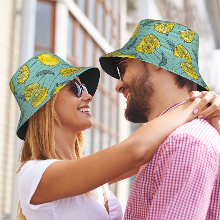 Bucket Hats for Men Women - cartoon Lemon yellow Casual Sun  display picture 2