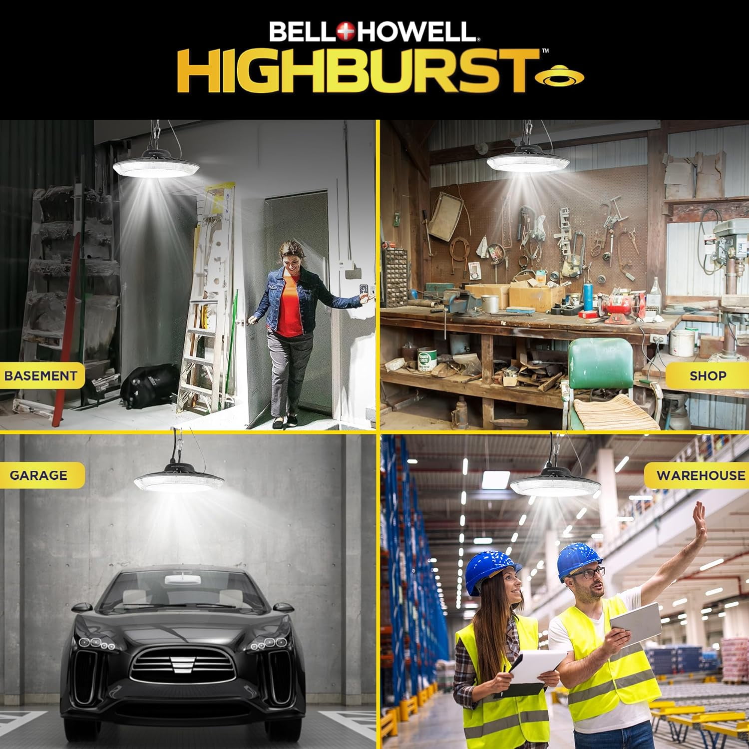 Bell and Howell High Bay Shop Lights Bright LED Ceiling Light 10000 Lumens
