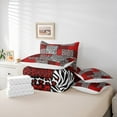 thumbnail image 6 of jejeloiu Patchwork Geometric Checkered 7pcs Bedding Comforter Set,Leopard Zebra Print Queen Bedding Sets,Red White Black Queen Sheet Sets For Girls Kids,Ultra Soft Home Decor Reversible, 6 of 8
