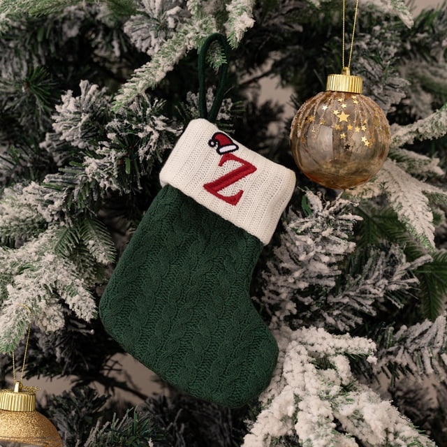 npkgvia Christmas Decorations,Hanging Decor,Christmas Stockings With Initials Large Embroidered Letter Knit Red White Christmas Stocking For Family Holiday Decorations And Xm,Green,Clearance