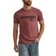 thumbnail image 1 of Camiseta vaquera Wrangler con cuello redondo y manga corta para hombre, color burdeos, 1 of 2