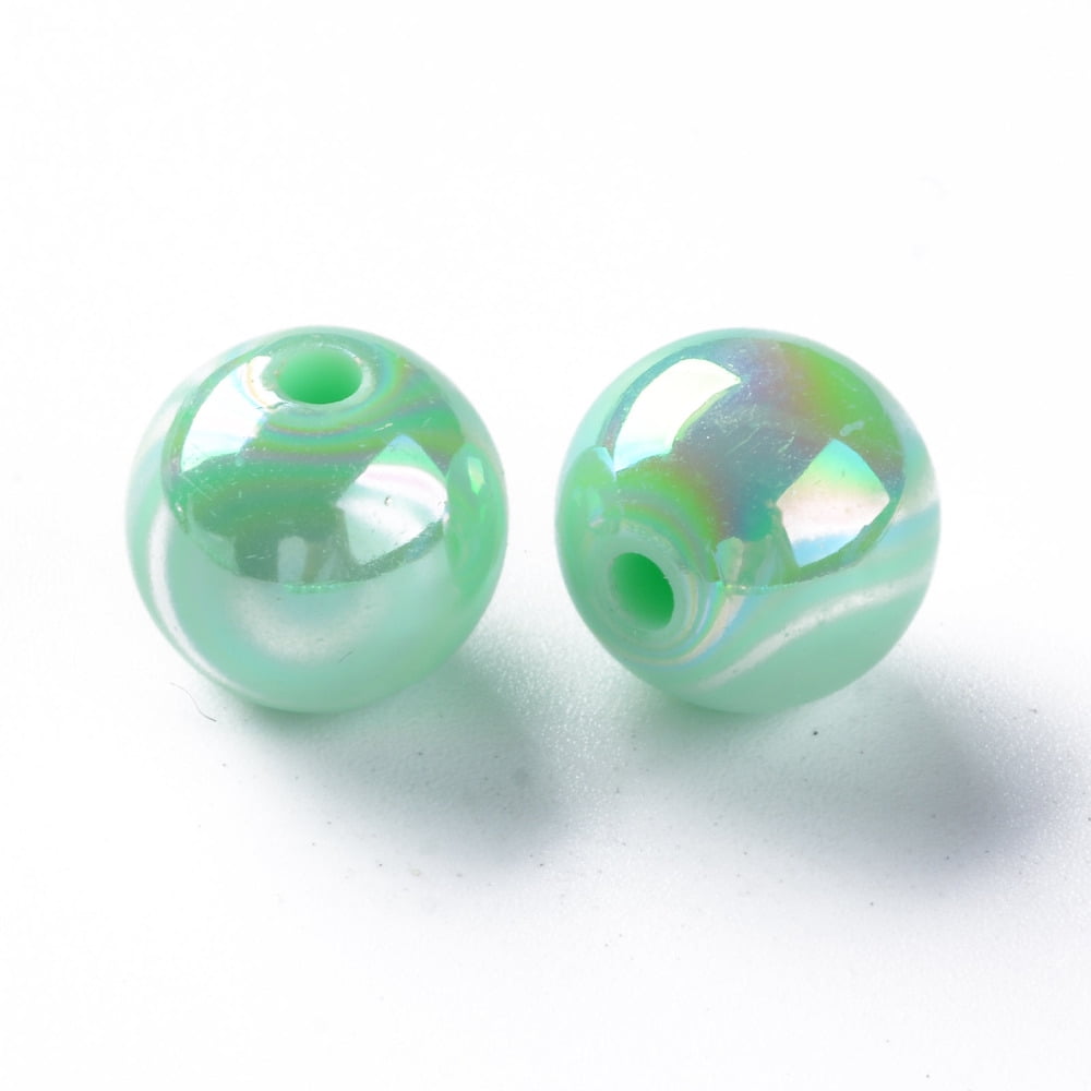 Opaque Acrylic Beads AB color Plated Round Aquamarine 12x11mm Hole: 2.5mm 566pcs/500g