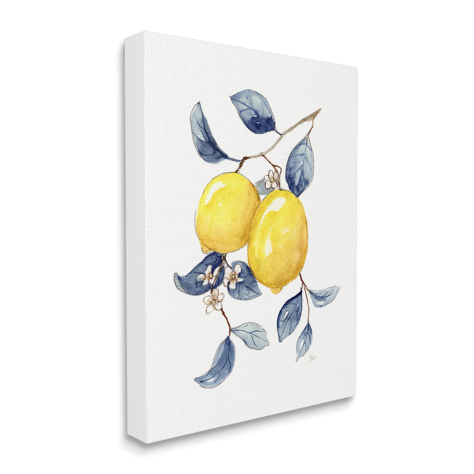 Stupell Industries Minimal Lemon Fruits Food & Beverage Painting Gallery Wrapped Canvas Art Print Wall Art, 30 x 40