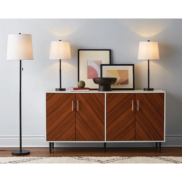 Mainstays Floor Lamp Set Include One Floor Lamp and Two Table Lamp