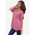 thumbnail image 2 of Roaman's Women's Plus Size Slub V-Neck Boyfriend Tunic Top, 2 of 6