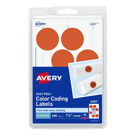 Avery(R) Removable Print or Write Color Coding Labels for Laser Printers, 1-1/4