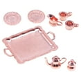 thumbnail image 4 of Kokiya 8 Pieces Dollhouse Miniature Tea Set Doll House Accs Playset Model for 1/12 Teahouse Dining BJD Doll Parts Decor rose gold, 4 of 9