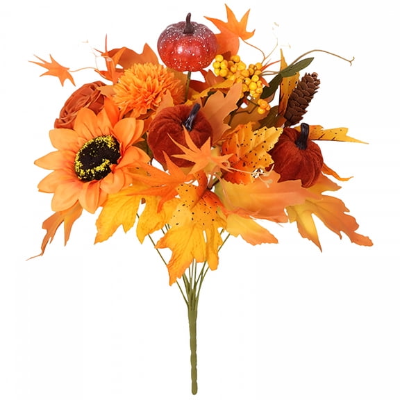 ZULAR 2026 New Fall Flowers Artificial,Fake Sunflower Roses Pumpkins for Autumn Decor,Faux Fall Floral Arrangements Stems for Home Fall Wedding Bouquet Table Centerpieces Thanksgiving Decoration