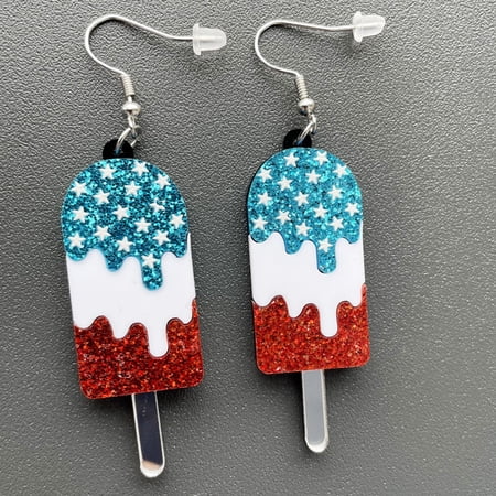 LOLIPPYY 3 Pairs Patriotic Earrings for Women, Acrylic Dangle Jewelry, Holiday Accessories