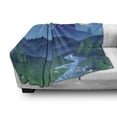 thumbnail image 3 of Fairy Tale Soft Flannel Fleece Throw Blanket, Lonely Castle on the Hill Beyond the Mountainsnd Full Moon, Cozy Plush for Indoor and Outdoor Use, 50" x 70", Pale Yellow Jade Green, by Ambesonne, 3 of 6