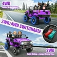 thumbnail image 3 of VIBESPARK 24V 2 Seater Ride on Car, 2WD/4WD Switchable Car Truck with Remote Control, Powered 4 x 200W Motors Ride on Toys for Kids, Colorful LED Head Lights, Bluetooth, MP3, Purple, 3 of 11