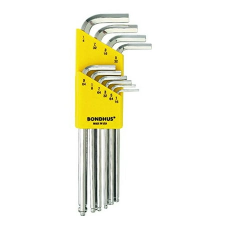 UPC: 0037231169381 | Bondhus 16938 Set of 10 Balldriver L-wrenches w/BriteGuard Long sizes 1/16-1/4