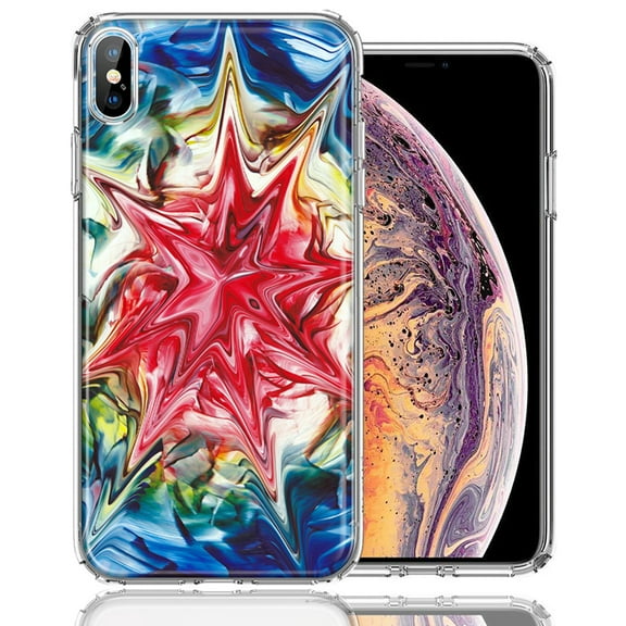 MUNDAZE For Apple iPhone XS Max Tie Dye Abstract Design Double Layer Phone Case Cover