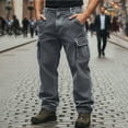 thumbnail image 2 of FRSASU Men's Cargo Corduroy Pants Wide Leg Loose Fit Casual Pants with Pockets Button Sweatpants Dark Gray, 2 of 8