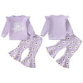 thumbnail image 3 of GYRATEDREAM Baby Girl Fall Winter Clothes Ruffle Sleeve Crewneck Sweatshirts Flare Pants 2pcs Toddler Outfits Set, 3 of 12