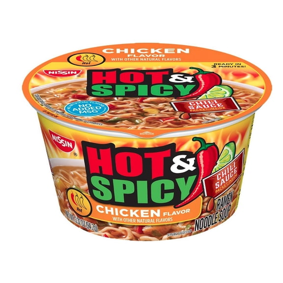 Nissin Hot and Spicy Chicken Bowl, 3.32 oz., 12 count.pack of 2