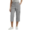 thumbnail image 2 of ClodeEU Women's Elastic Waist Capri Pants, Casual Cropped Trousers with Pockets for Summer and Everyday Wear Gray,Women's Plus XL, 2 of 8