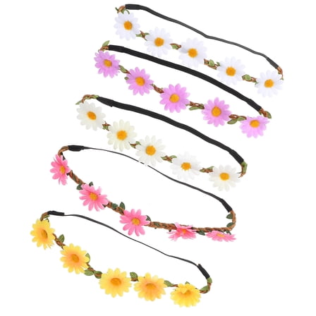 5 Pcs Tiara Hair Ties Daisy Flower Wreath Women Accessories Headband Travel