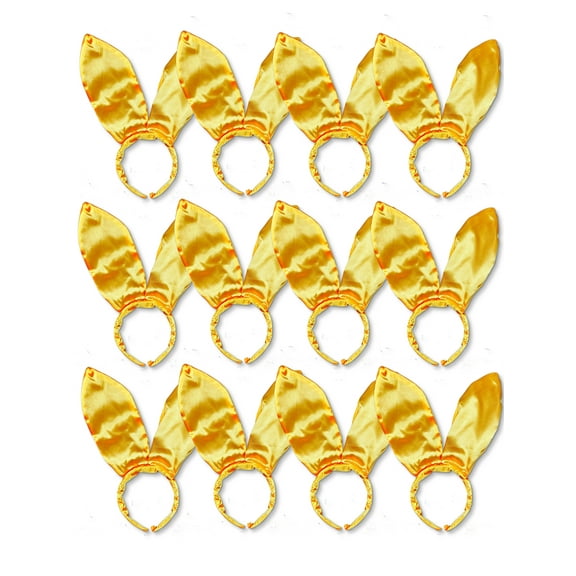 Set Of 12 9.5" Yellow Satin Easter Bunny Rabbit Costume Ears Costume Accessories