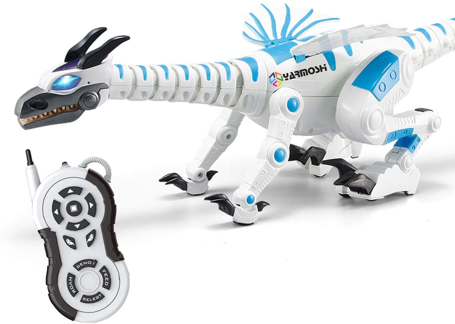 YARMOSHI White / Blue Dragon Robotic Toy w/ Remote Control and USB