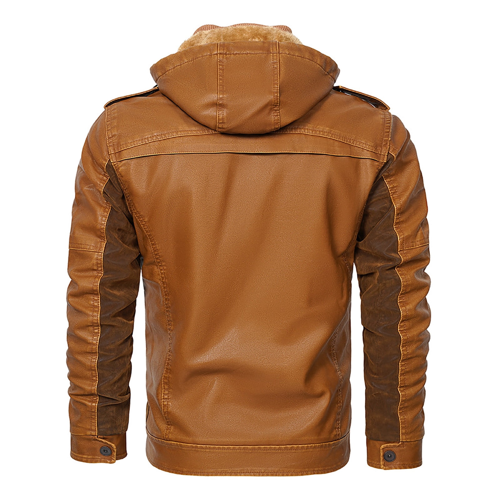 Awdenio Mens Jacket Faux Leather Jacket with Hood, Fall Coat Lightweight Motorcycle PU Leather Jacket for Men