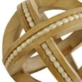 thumbnail image 6 of 7", 6", 4"H Brown Wood Handmade Beaded Orb Geometric Sculpture, by DecMode (3 Count), 6 of 9
