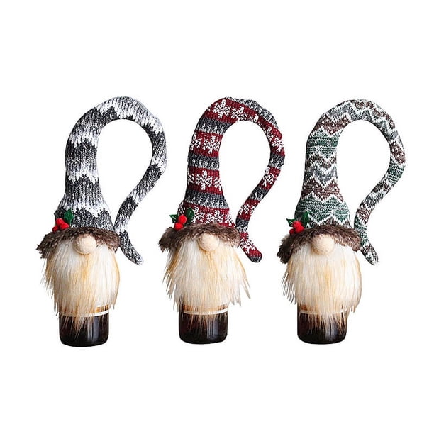 Funda para botella de vino de Navidad, vestido de botella de vino, decoración navideña para el hogar, funda para botella de vino, decoración de mesa de Navidad, para decoración de botellas de vino de