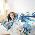 thumbnail image 3 of Castle Fairy Dreamy Watercolor Mermaid Print Twin Comforter Sets 2pcs,Coral Jellyfish Pastel Sea Layout Bedding Set,Sky Lavender,Navy Blue Reversible,1 Comforter and 1 Pillowcase, 3 of 6