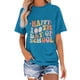 thumbnail image 1 of Blusa de Manga Corta Cuello Redondo Impreso Señoras Casual Top, Blusa Ligera de Poliéster para el Trabajo, la Fiesta Y Toda la Temporada de Uso Diario, 1 of 4