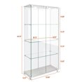 thumbnail image 6 of GZXS Display Cabinet with 2 Glass Doors and LED Lights, 4-Tier Tempered Glass Curio Collection Showcase w/ Rolling Wheels, White, 32.09"L x 14.37"W x 64.25"H, 6 of 8