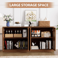 thumbnail image 4 of UZUGUL Sideboard Cabinet Farmhouse Walnut Fluted 4 Doors with Adjustable Shelves 1-Pack 59 Inch, 4 of 8