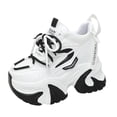 thumbnail image 3 of Willtoo Womens Chunky Platform Sneakers Lace Up Color Block High Heel Casual Shoes Fashion Thick Sole Comfort Walking Shoes, 3 of 6