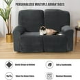 thumbnail image 4 of Eurhowing 2-Seater Recliner Sofa Cover, Stretch Velvet Reclining Loveseat Slipcover with Pockets, Furniture Protector for Pets & Kids, Dark Gray, 4 of 8