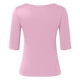 thumbnail image 5 of Tshirts For Women Trendy Slim Fit Elbow Sleeved Crew Neck Solid Color Basic Tee Shirts Womens Blouses Summer, 5 of 5